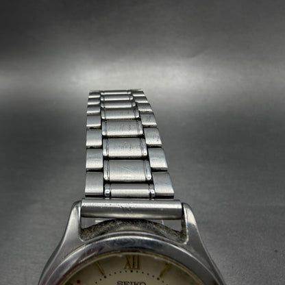 Seiko Spirit Watch Men 34mm Cream Dial Silver Tone Date 7n42-6110 New Battery G55