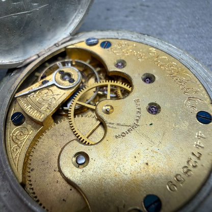 Elgin Pocket Watch 41.5mm White Dial Silver Tone Grade 94 Round Manual Wind PART14