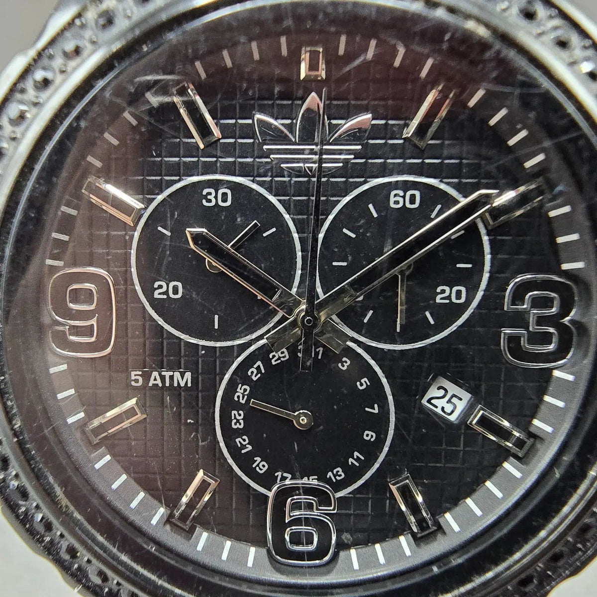 Adidas Cambridge Chronograph Watch Men 44mm Black Dial Black Date New Battery1