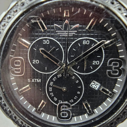 Adidas Cambridge Chronograph Watch Men 44mm Black Dial Black Date New Battery1