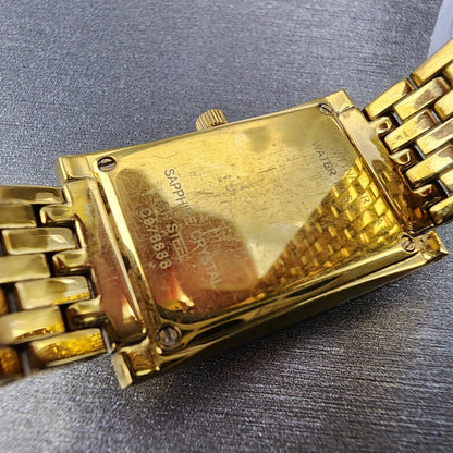 Wittnauer Ovation Tank Watch Women 19mm White Dial Gold Tone Rectangle New Batt