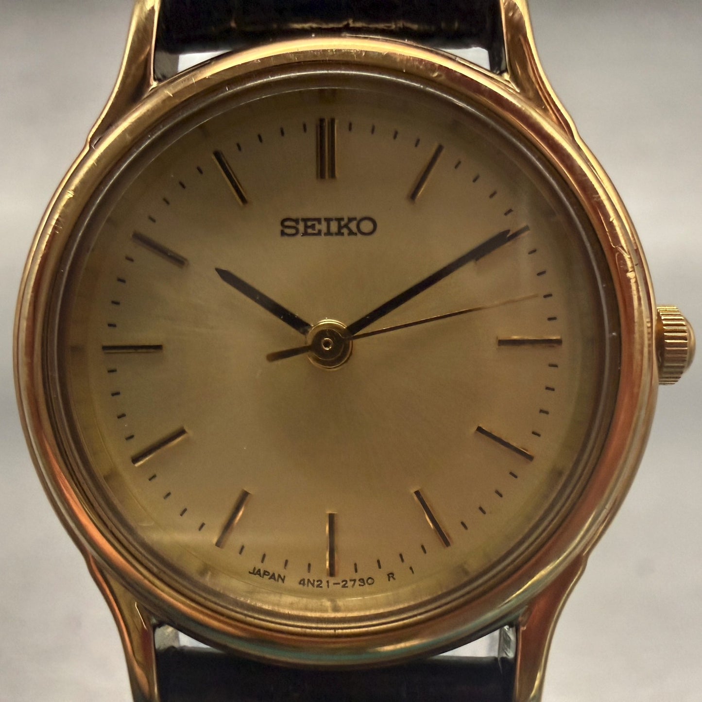 Seiko Watch Women 23mm Champagne Dial Gold Tone Round 4H21-1170 New Battery1