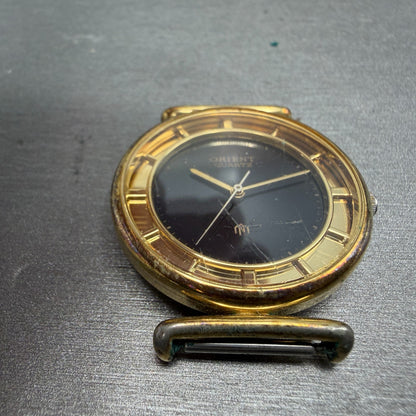 Orient Watch Men 31mm Black Dial Gold Tone Round I515406-00 PARTS Vintage3