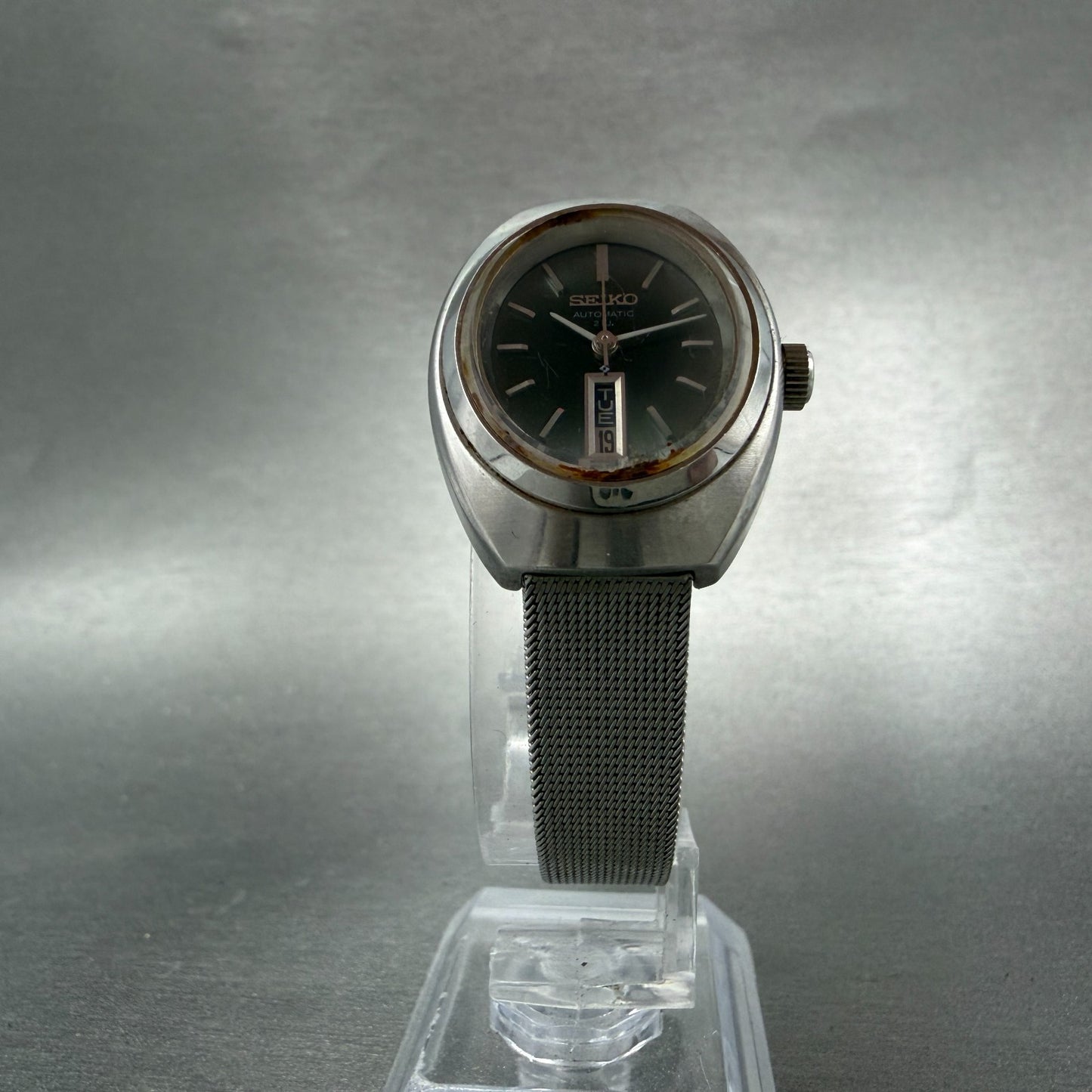 Seiko Automatic Watch Women 24mm Green Dial Silver Tone Daydate 2706-7040 Runs5