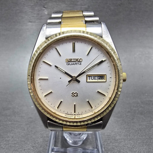 Seiko SQ President Watch Men 36mm Silver Dial Two Tone Daydate 5H23-8020 PARTS0