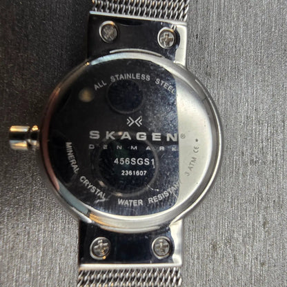 Skagen Leonora Watch Women 25mm Silver Dial Two Tone Round 456SGS1 New Battery10