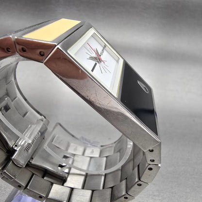 Nixon Chalet Watch Women 30mm White Dial Two Tone Rectangle New Battery3