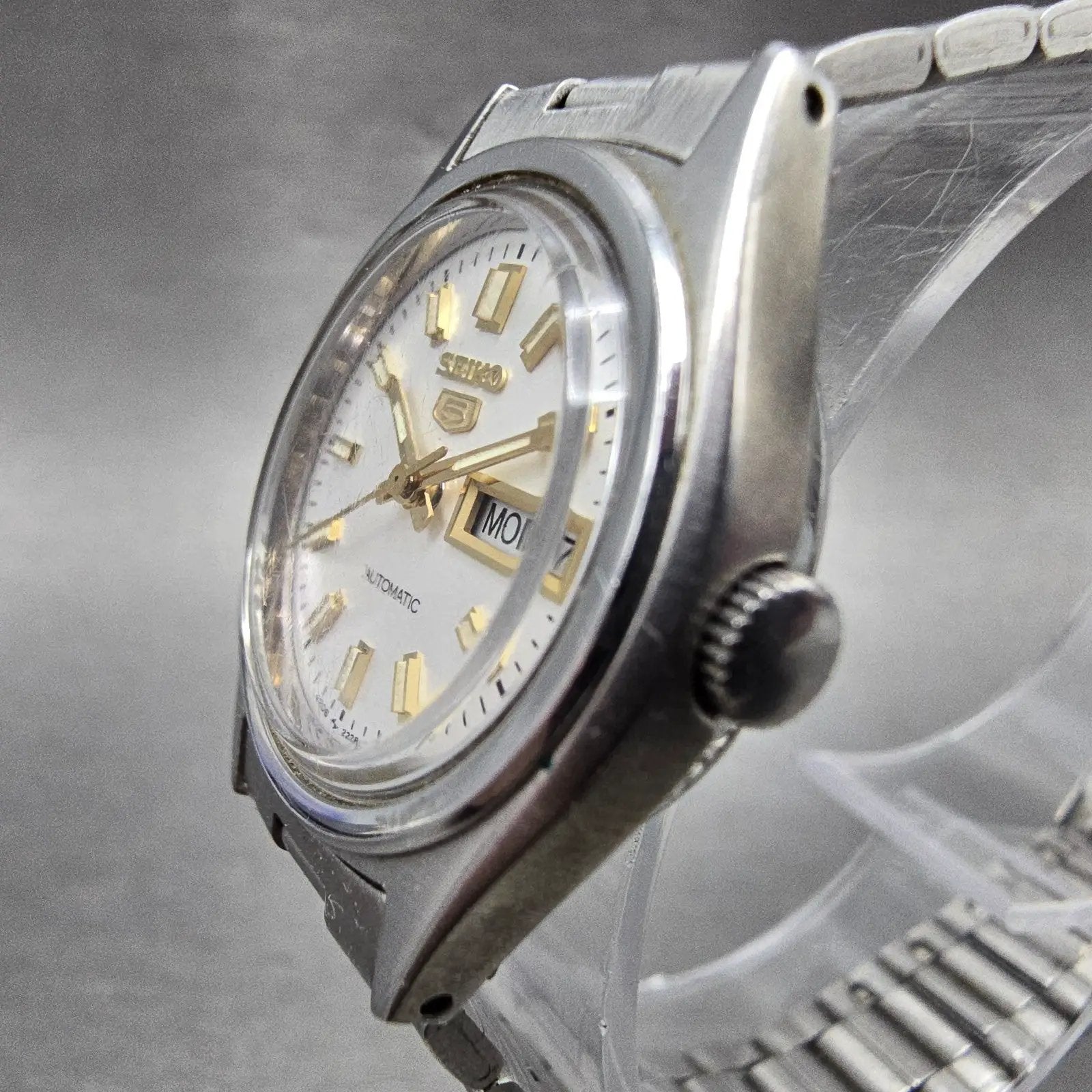 Seiko 5 Automatic Watch Women 25mm Silver Dial Silver Tone 4206-0410 New Battery2
