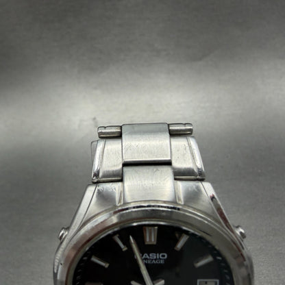 Casio Lineage Watch men 38mm Black Dial Steel Date Round Solar LIW-120 Runs4