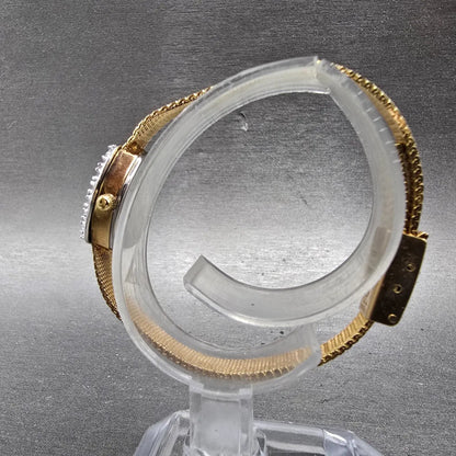 Gruen Precision Watch Women 17mm Champagne Dial Gold Tone Diamond Bezel NewBatt7