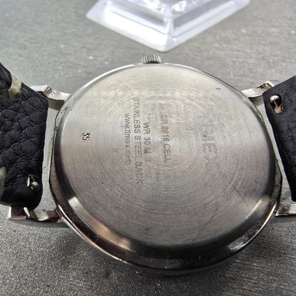 Timex Weekender Watch Men 37mm Black Dial Silver Tone Round T2N647 New Battery Q9