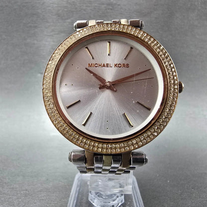 Michael Kors Darci Watch Women 39mm Silver Dial Two Tone MK-3203 New Battery JHJ4