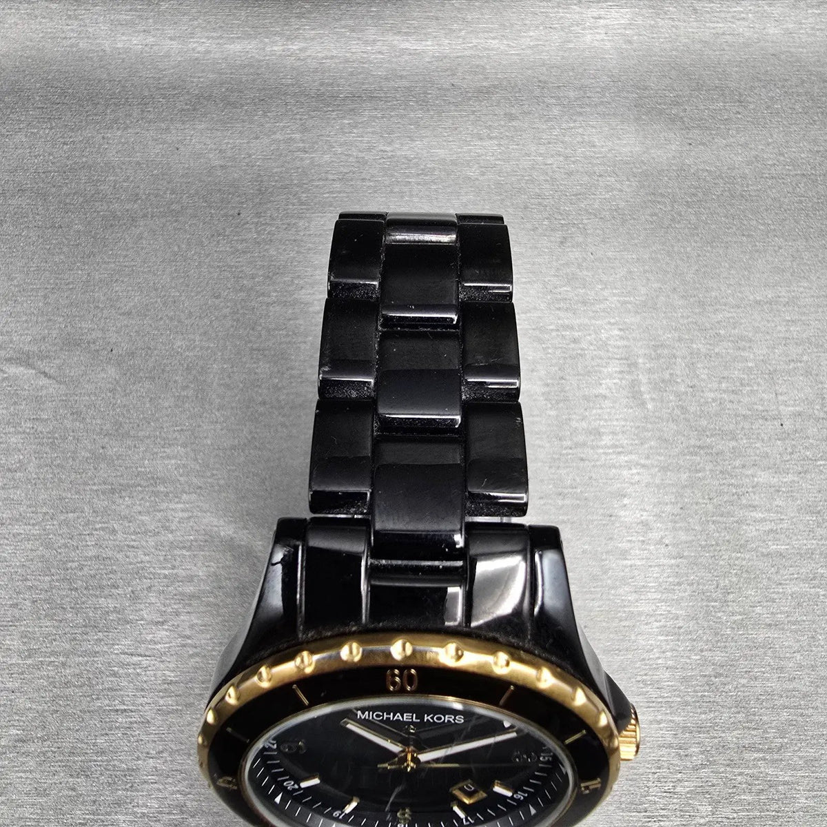 Michael Kors Madison Watch Men 42mm Black Dial Black Date MK-5173 New Battery4