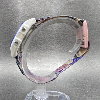 Freestyle Shark Watch Men 38mm Pink White Purple Alarm Chrono Daydate Works6
