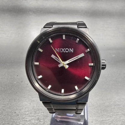 Nixon The Cannon Watch Men 40mm Red Dial Gray Tone Round New Battery0