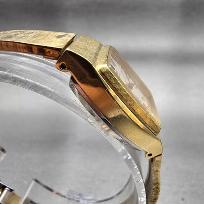Seiko Watch Women 19mm Silver Dial Gold Tone Rectangle 4301-3000 New Battery VTG3