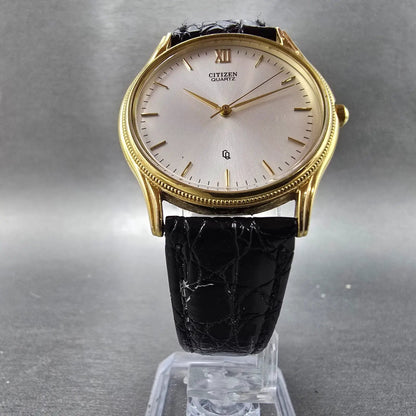 Citizen CQ Watch Men 34mm Silver Dial Gold Tone Round 6031-S32984 VTG PARTS6