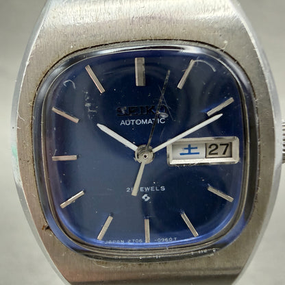 Seiko Automatic Watch Women 25mm Blue Dial Silver Tone Daydate 2706-3110 Runs1