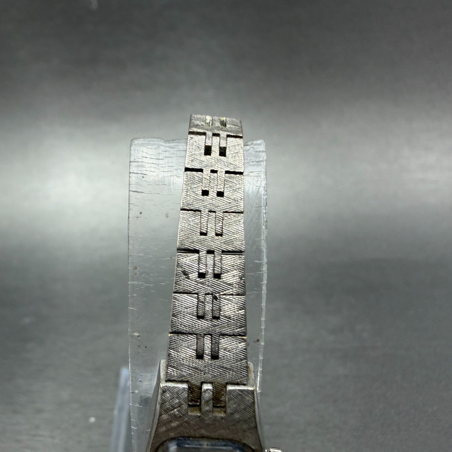 Seiko Watch Women 14mm Blue Dial Silver Tone Rectangle 1520-3629 Manual Runs JH74
