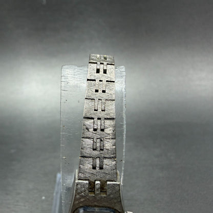 Seiko Watch Women 14mm Blue Dial Silver Tone Rectangle 1520-3629 Manual Runs JH74