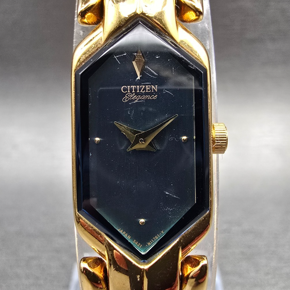 Citizen Elegance Watch Women 13mm Blue Dial Gold Tone 5421-H07537 New Battery JP1