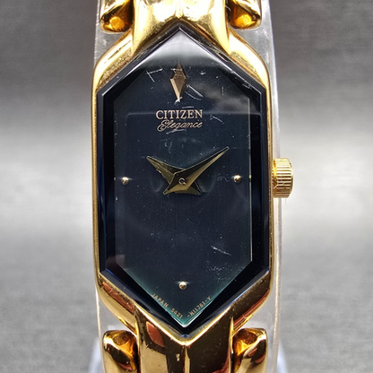 Citizen Elegance Watch Women 13mm Blue Dial Gold Tone 5421-H07537 New Battery JP1