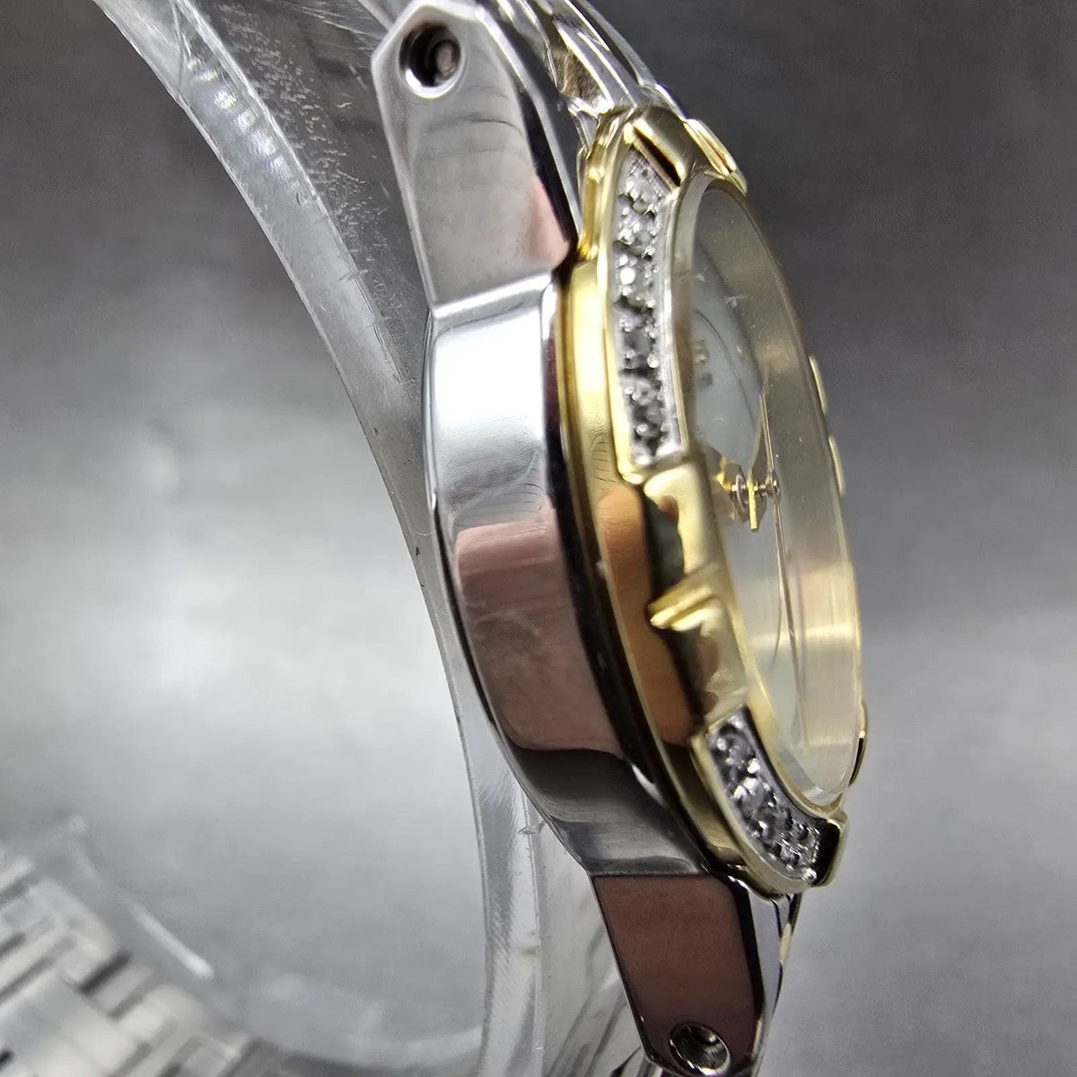 Citizen Eco-Drive Elektra Watch Women 24mm MOP Dial Two Tone Diamonds Round Runs3