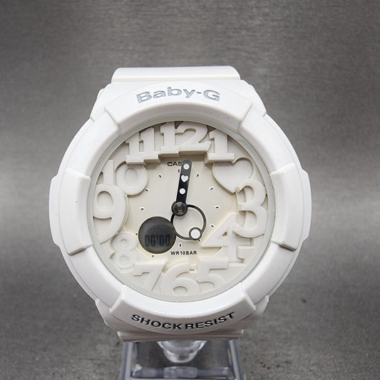 Casio BabyG BGA131 Watch Women 43mm White Tone Analog Digital New Battery0