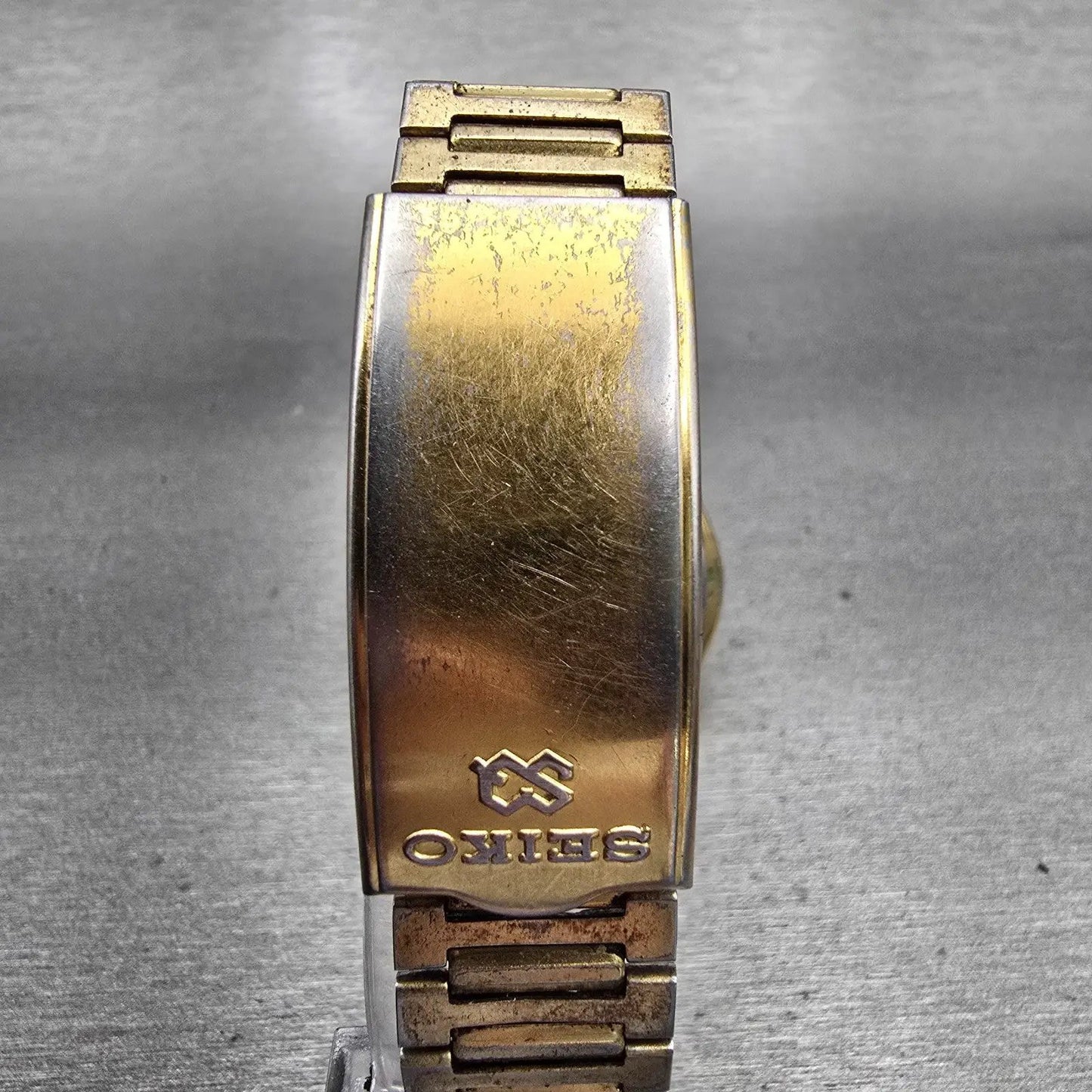 Seiko SQ Watch Men 34mm Gold Dial Gold Tone Daydate Round 8223-7160 New Battery7