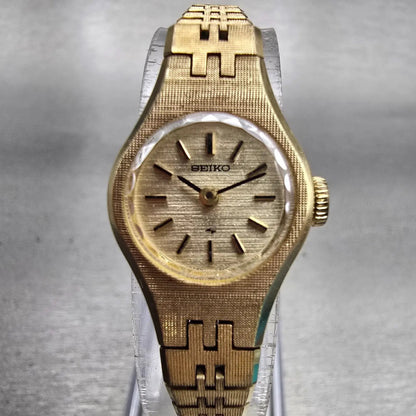 Seiko Watch Women 17mm Gold Dial Gold Tone Round 11-0639 Manual Wind Works VTG0
