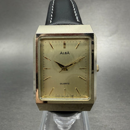 Seiko Alba Tank Watch Unisex 25mm Champagne Dial Gold Tone V801-5100 NewBattery0