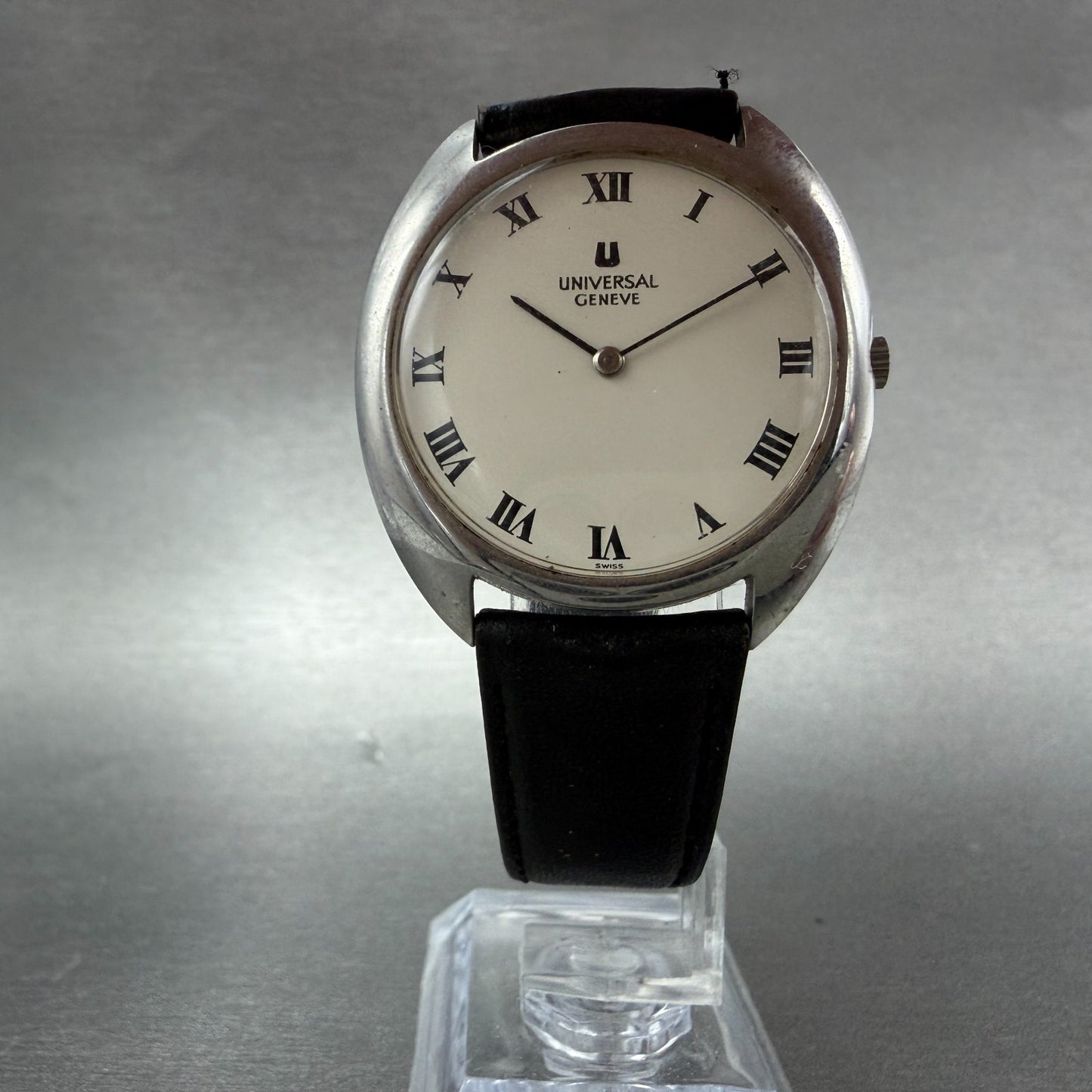 Universal Geneve Watch Men 35mm White Dial Steel Manual Wind 842111 Runs5