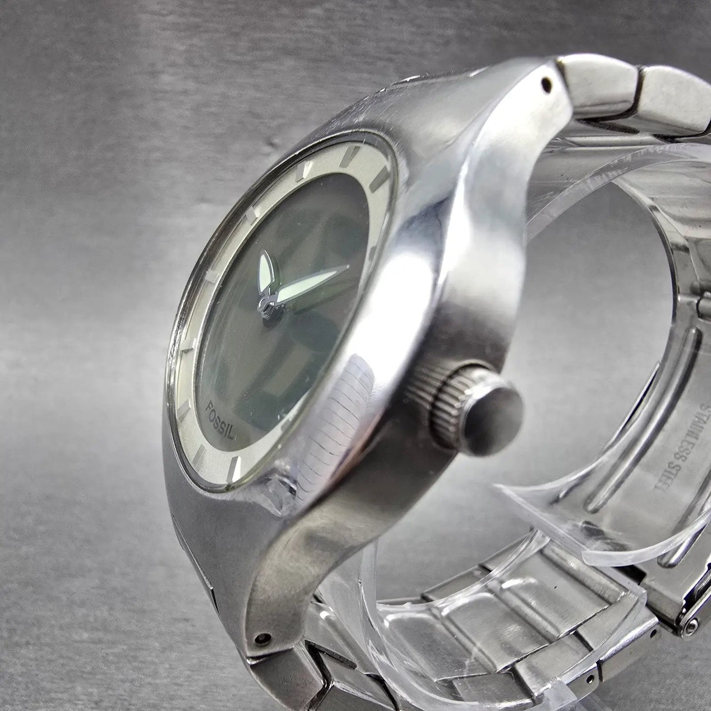 Fossil Big Tic Watch Men 39mm Silver Dial Silver Tone Round JR-7948 New Battery2
