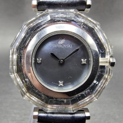 Swarovski Barcelona Watch Women 30mm MOP Dial Silver Diamonds Leather New Batt0
