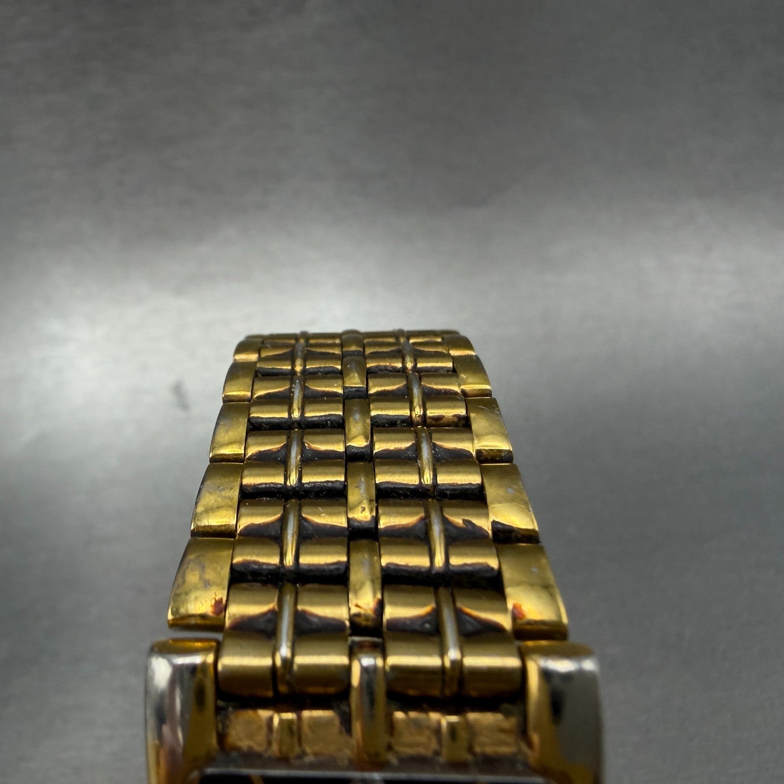 Bulova Tank Watch Men 24mm Black Dial Gold Tone Rectangle 97D11 New Battery VTG4