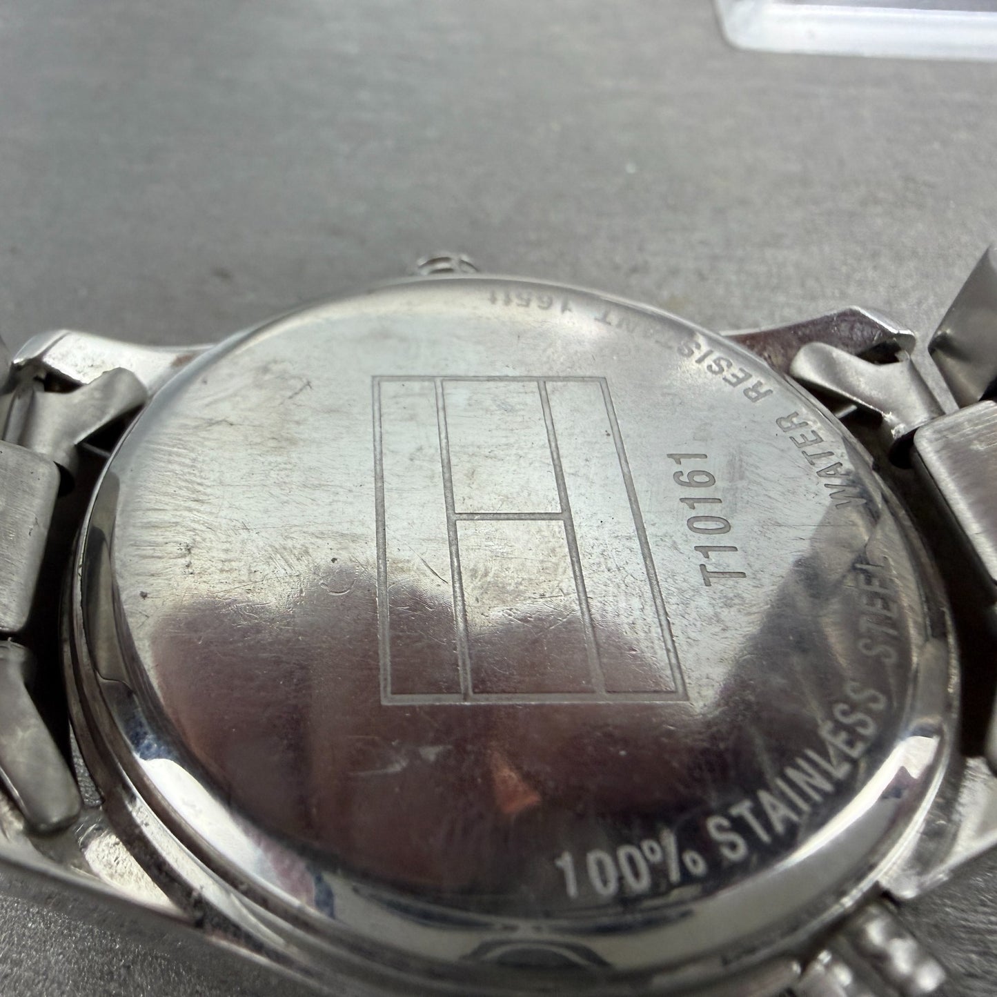 Tommy Hilfiger Watch Men 41mm Black Dial Steel Daydate Round T10161 New battery9