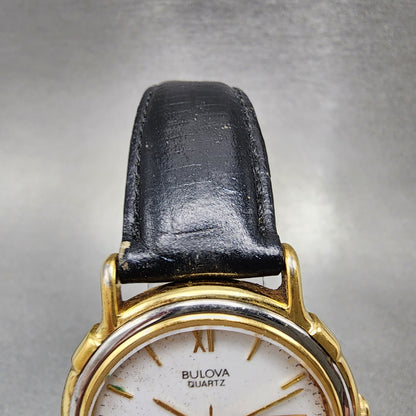 Bulova Watch Men 35mm White Dial Gold Tone Daydate Round 98C01 VTG New Battery4