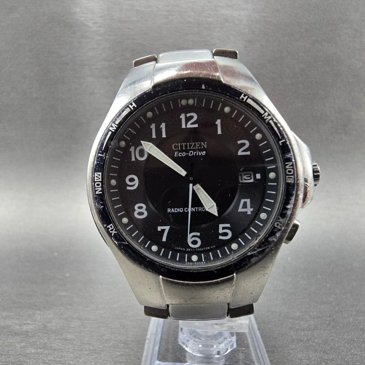 Citizen Eco-Drive Watch Men 40mm Black Dial Steel A411-T001521 Round PARTS!!7