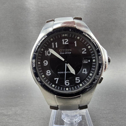 Citizen Eco-Drive Watch Men 40mm Black Dial Steel A411-T001521 Round PARTS!!7