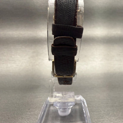 Seiko Hi-Beat Watch Women 22mm Silver Dial Gold Tone Date Rectangle 2202-70297