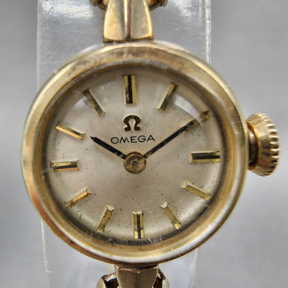 Omega Watch Women 17mm Silver Dial 14K Gold Filled Manual Wind Runs Caliber 4841