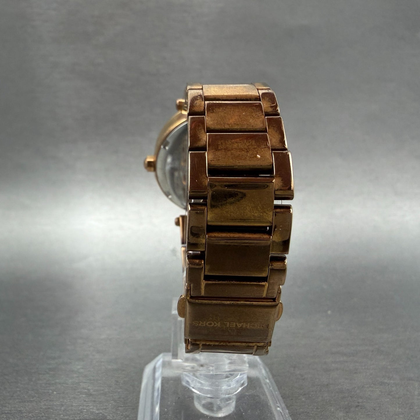 Michael Kors Mini Parker Watch Women 33mm MOP Dial Rose Gold Tone Daydate NewBat7