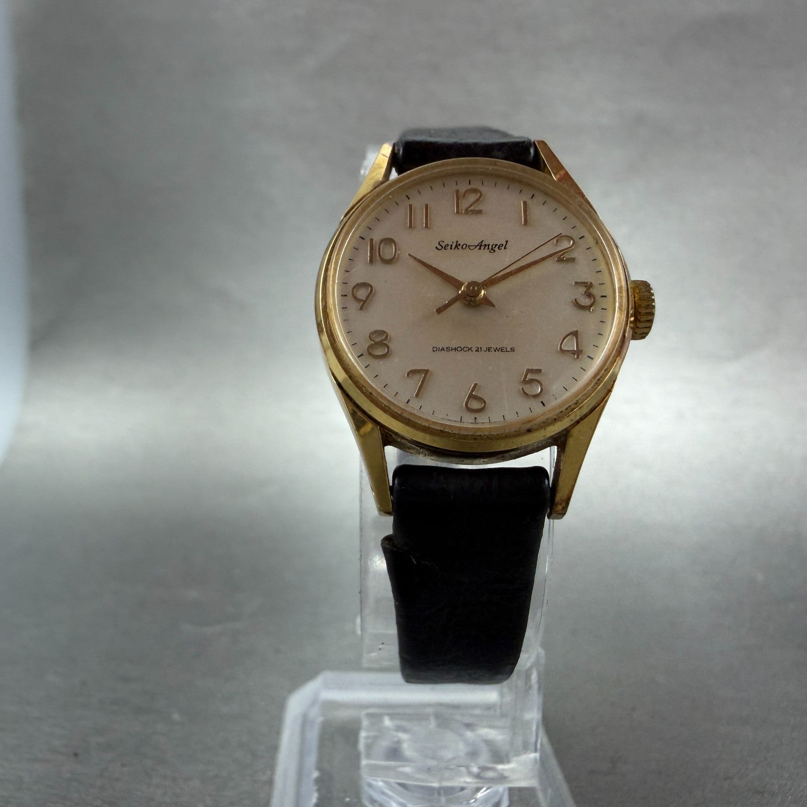 Seiko Angel Watch Women 23mm White Dial Gold Plated Manual Wind 1004-0030 Runs 15