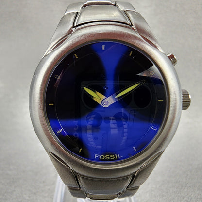 Fossil Big Tic Watch Women 32mm Black Dial Silver Tone Round LCD JR8624 New Bat1