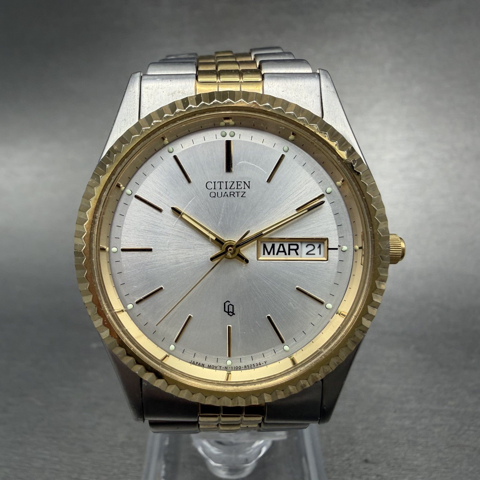 Citizen CQ President Watch Men 36mm Silver Dial Two Tone Daydate Round New batt0