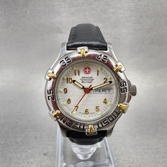 Wenger Swiss Military Watch Women 29mm White Dial Silver Tone Daydate New Batt0