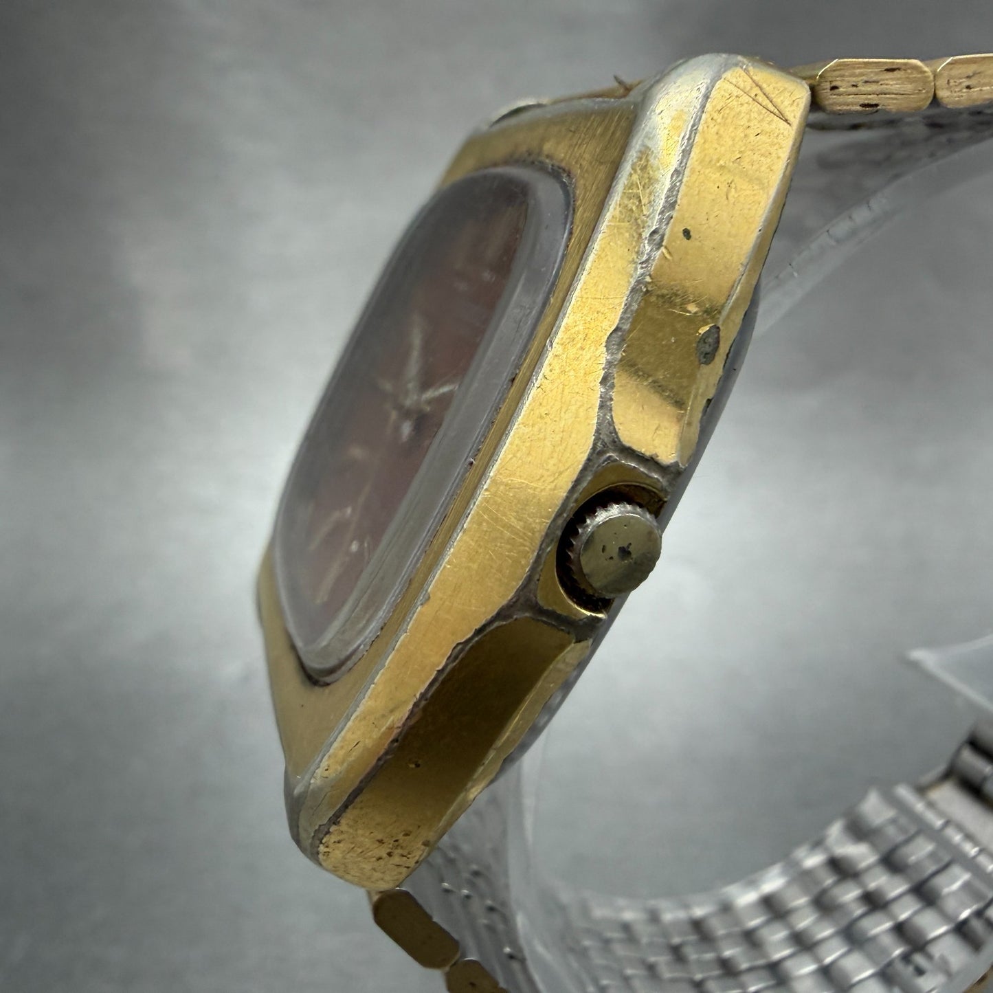 Seiko Automatic Watch Men 38mm Red Dial Gold Daydate 7006-5019 Runs Vintage2