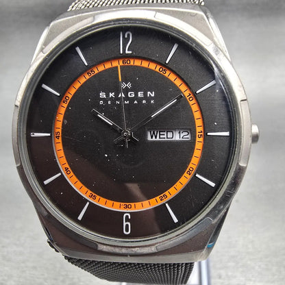 Skagen Melbye Watch Men 40mm Gray Dial Titanium Daydate SKW6007 New Battery1