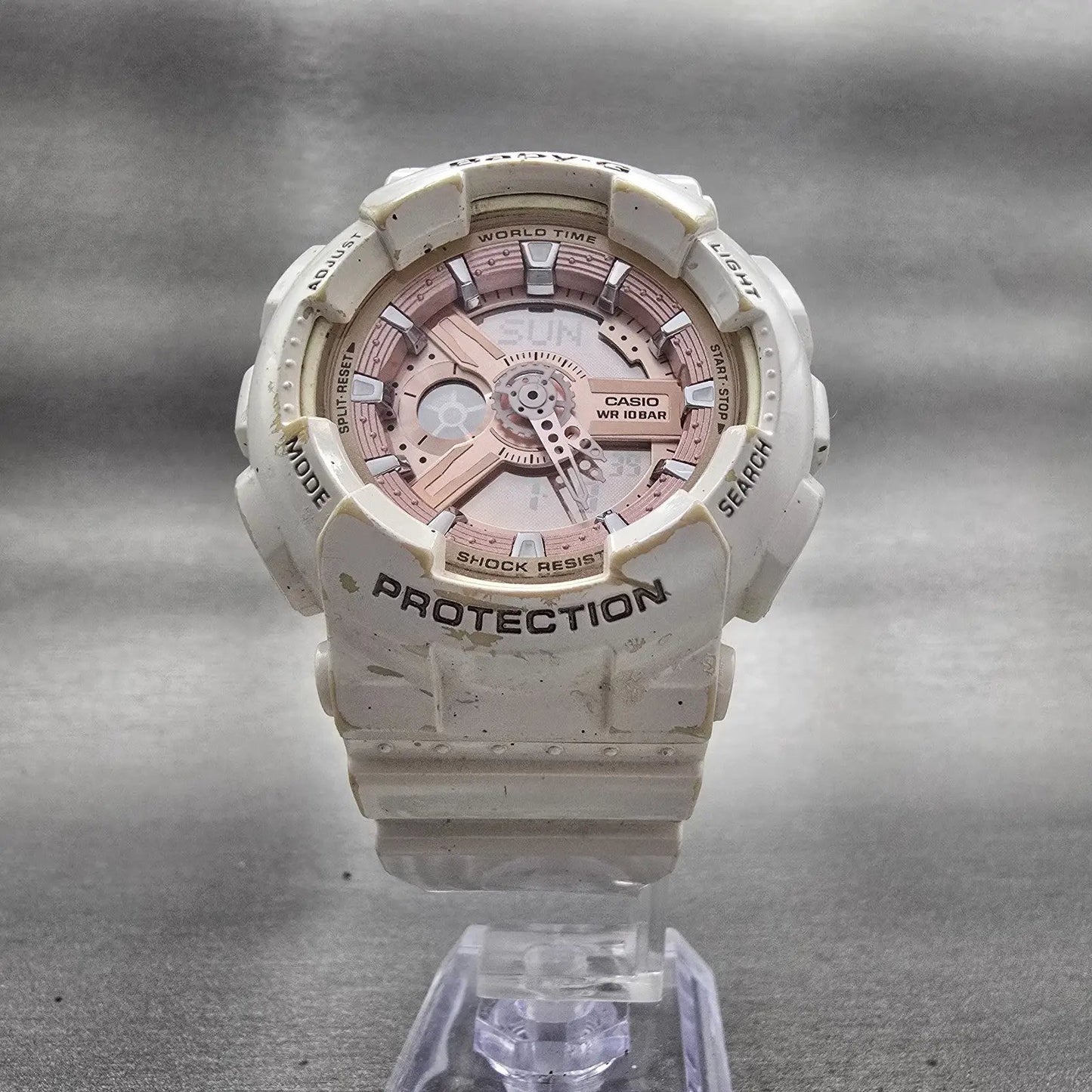 Casio Baby-G BA-110 Watch Women 42mm Rose Gold Dial White Chrono Alarm New Batt5