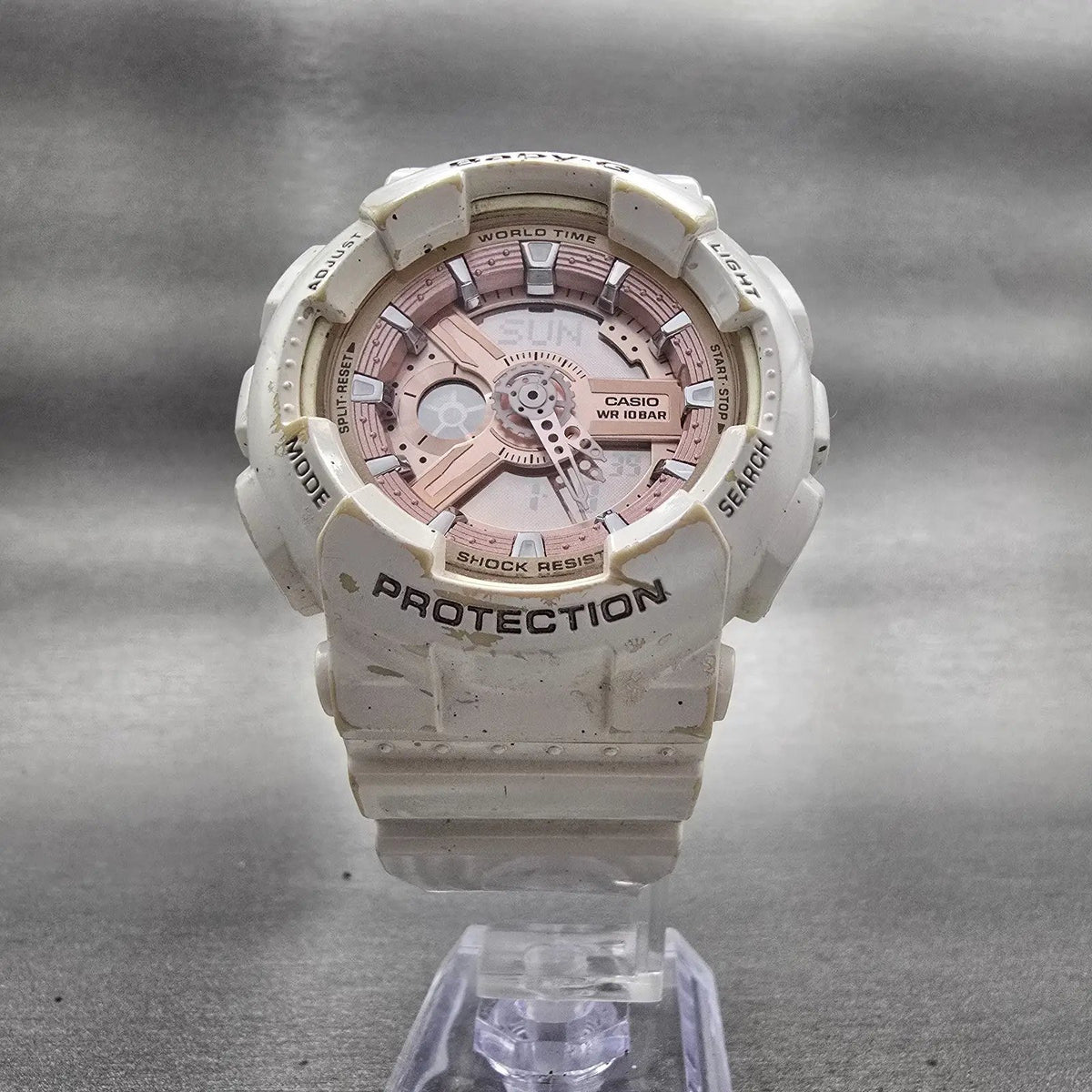 Casio Baby-G BA-110 Watch Women 42mm Rose Gold Dial White Chrono Alarm New Batt5